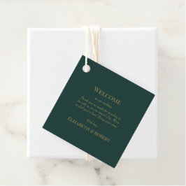 Etiqueta de regalo de bienvenida para boda verde e