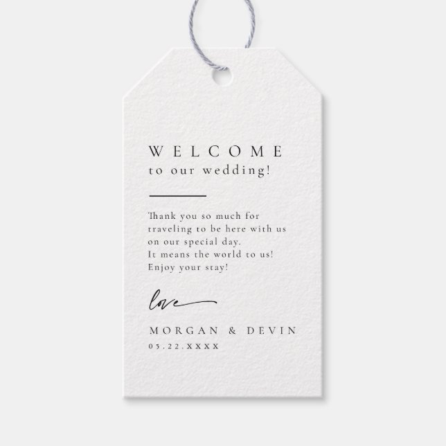 Etiqueta de regalo de bienvenida para la boda (Anverso)