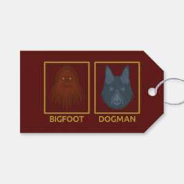 Etiqueta de regalo de Bigfoot y Dogman