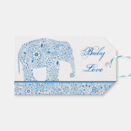 Etiqueta de regalo de Blue Baby Love Elephant
