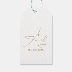 Etiqueta de regalo de boda blanca con caligrafía d