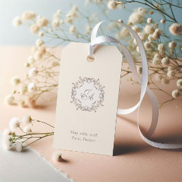 Etiqueta de regalo de boda con monograma barroco m
