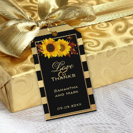 Etiqueta de regalo de Boda con rayas de oro de gir