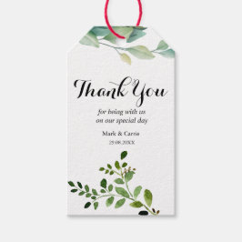 Etiqueta de regalo de boda con vegetación rústica 
