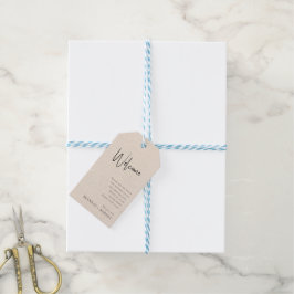 Etiqueta de regalo de boda de bienvenida con guion