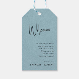 Etiqueta de regalo de boda de Bienvenida con letra