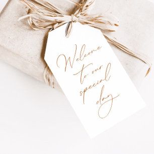 Etiqueta de regalo de Boda de caligrafía elegante