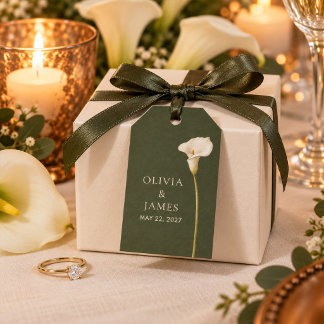 Etiqueta de regalo de boda de Lirio de Calla Verde