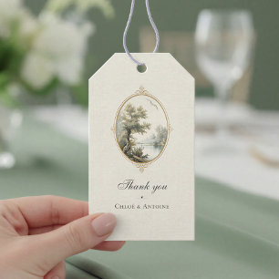 Etiqueta de regalo de boda de marfil pastoral fran