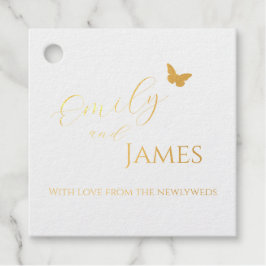 Etiqueta de regalo de boda de mariposa de papel de