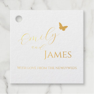 Etiqueta de regalo de boda de mariposa de papel de