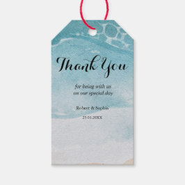Etiqueta de Regalo de Boda de Verano Azul Playa