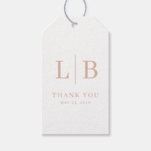 Etiqueta de regalo de boda en beige serif elegante