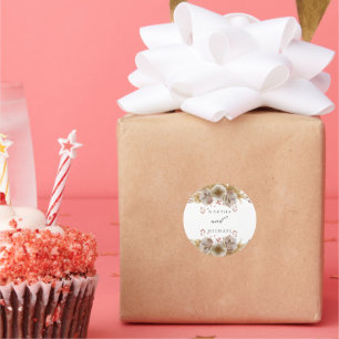 Etiqueta de regalo de boda floral boho minimalista