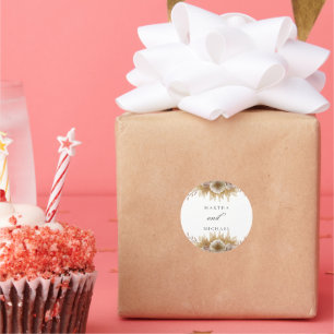 Etiqueta de regalo de boda floral boho minimalista