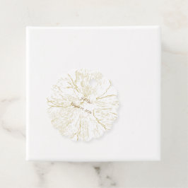 Etiqueta de regalo de boda floral botánica dorada