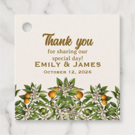 Etiqueta de regalo de boda Gold Orange Blossom