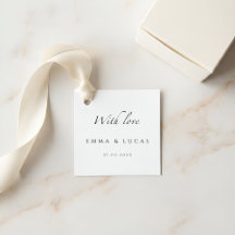 Etiqueta de regalo de boda minimalista de lujo | E