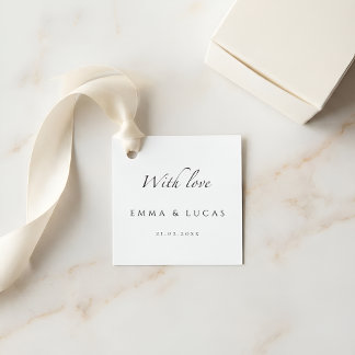 Etiqueta de regalo de boda minimalista de lujo | E
