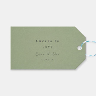 Etiqueta de regalo de boda minimalista en verde sa