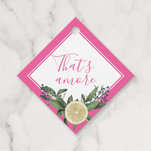 Etiqueta de regalo de boda Pink Lemon Citrus That'