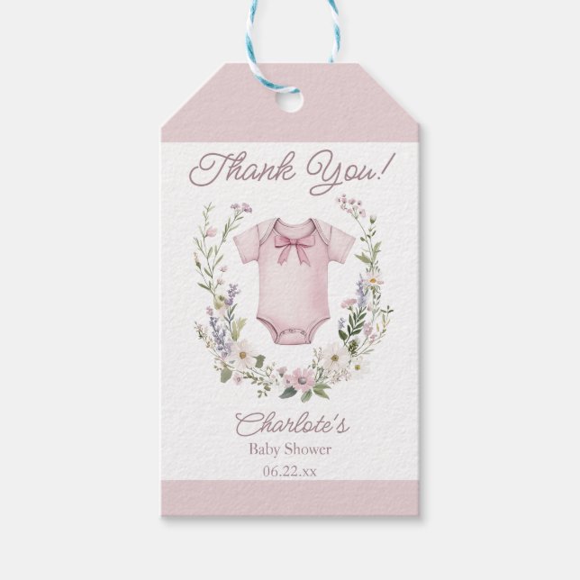 Etiqueta de regalo de Boho Baby Shower Oh Baby Gir (Anverso)