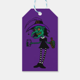 Etiqueta de regalo de bruja de Halloween