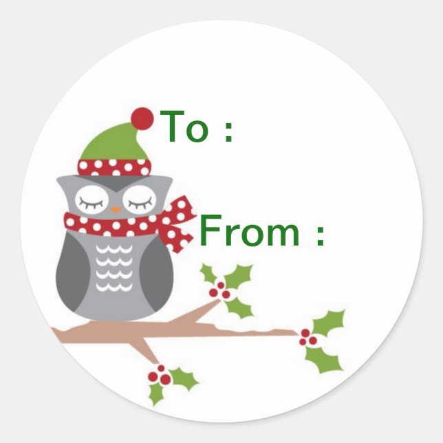 Etiqueta de regalo de búho (Anverso)