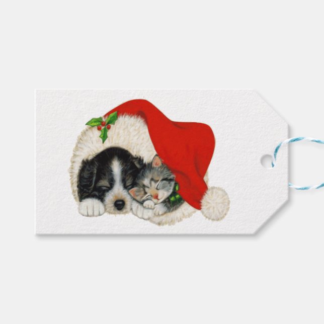 Etiqueta de regalo de cachorro y gatito (Frente (Horizontal))