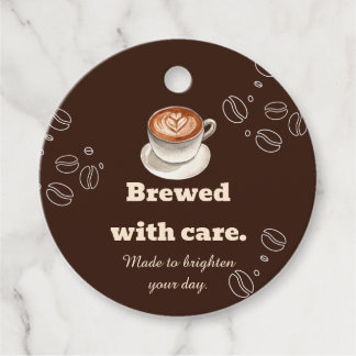 Etiqueta De Regalo De Café Latte Hecho Con Cuidado