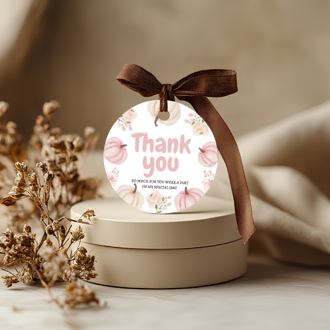 Etiqueta de regalo de calabaza rosa de agradecimie (Subido por el creador)