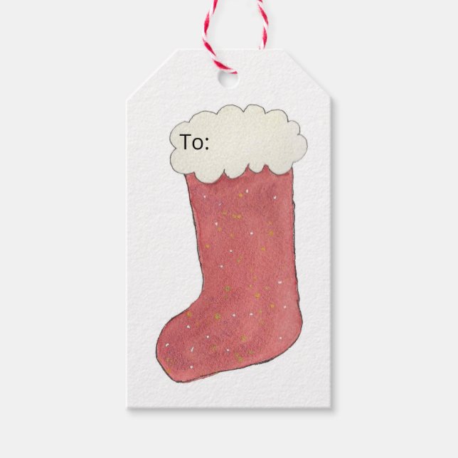 Etiqueta de regalo de calcetín de Navidad (Anverso)