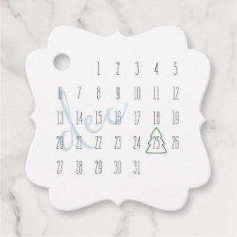 Etiqueta de regalo de calendario de Navidad de dic