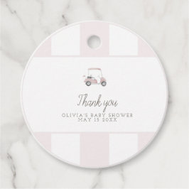 Etiqueta de regalo de carrito de golf rosa