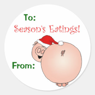 Etiqueta de regalo de cerdo de comida de temporada