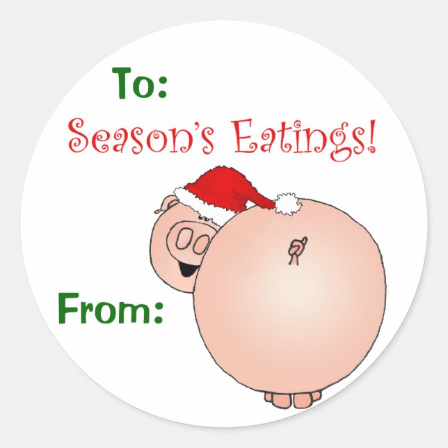 Etiqueta de regalo de cerdo de comida de temporada (Anverso)