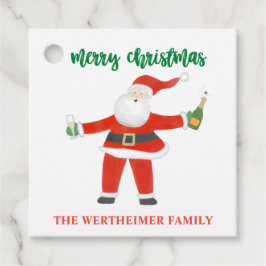 Etiqueta de regalo de champagne Santa