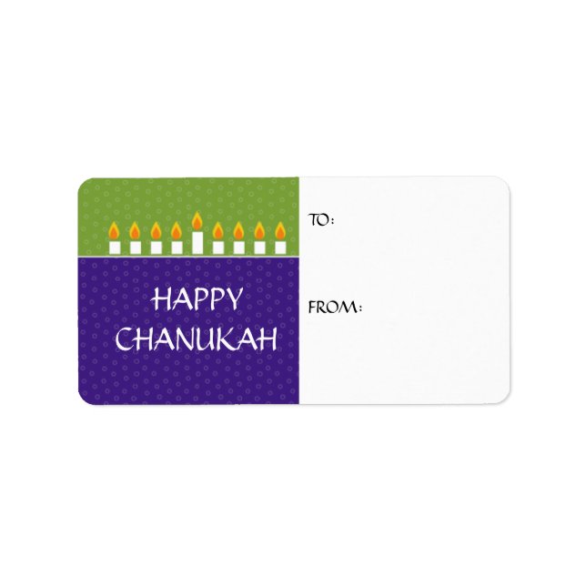 Etiqueta de regalo de Chanukah Menorah (Frente)