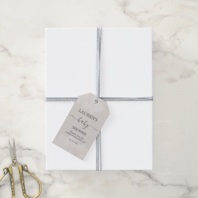 Etiqueta de regalo de Chica Baby Shower Neutral pa (Con cuerda)