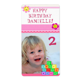 Etiqueta de regalo de Chica de cumpleaños con foto