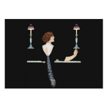 Etiqueta de regalo de Chica de piano de época