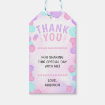 Etiqueta de regalo de chica sobre burbuja