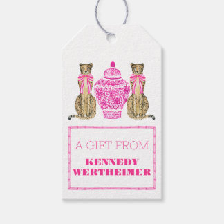 Etiqueta de regalo de chita china de color rosa ca