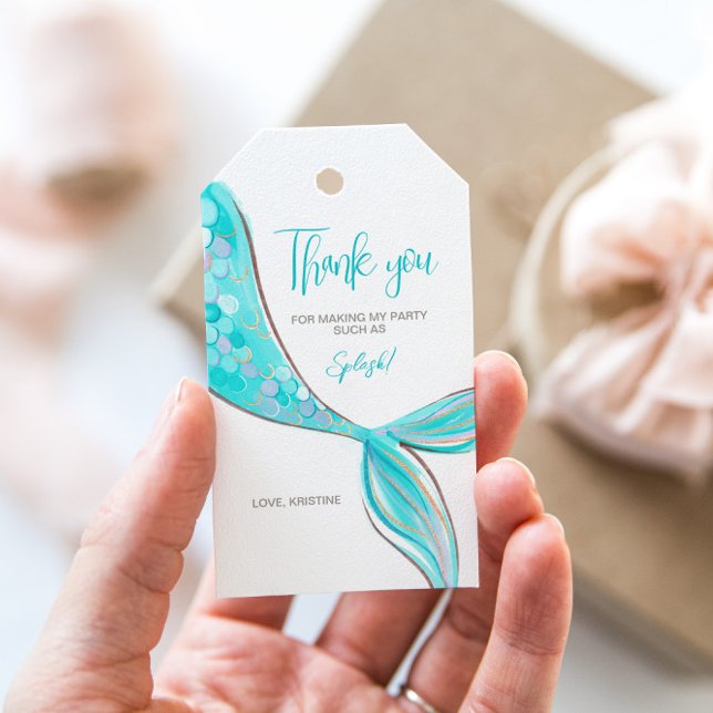 Etiqueta de regalo de cola de sirena de aguamarina (Subido por el creador)