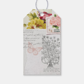 Etiqueta de regalo de collage de rosa