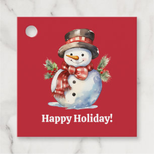 Etiqueta de regalo de color de agua de nieve virge