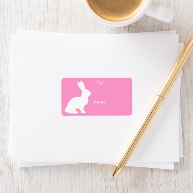 Etiqueta de regalo de conejo blanco (In situ)
