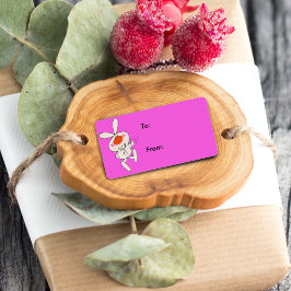 Etiqueta de regalo de Conejo Blanco Feliz