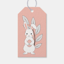 Etiqueta de regalo de conejo pastel rosado de Pasc