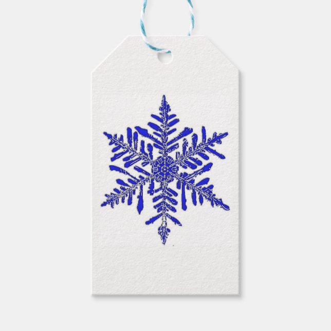 Etiqueta de regalo de copo de nieve azul (Anverso)